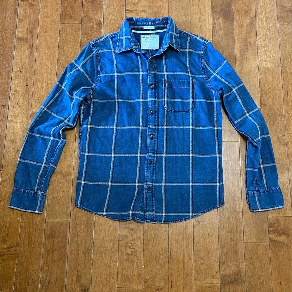 Abercrombie & Fitch Blue Long Sleeve Button Up Mens Small, Muscle